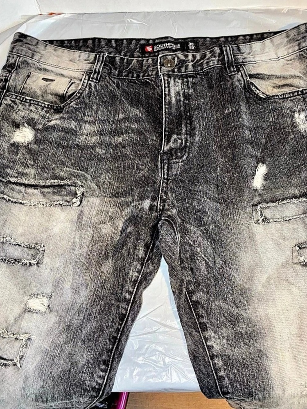 Southpole Black/White/Grey Jeans Size 38x30